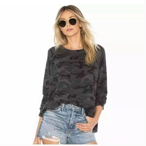 Sundry Gray & Black Camo Print French Terry Pullover Sweatshirt - Size 2, Medium